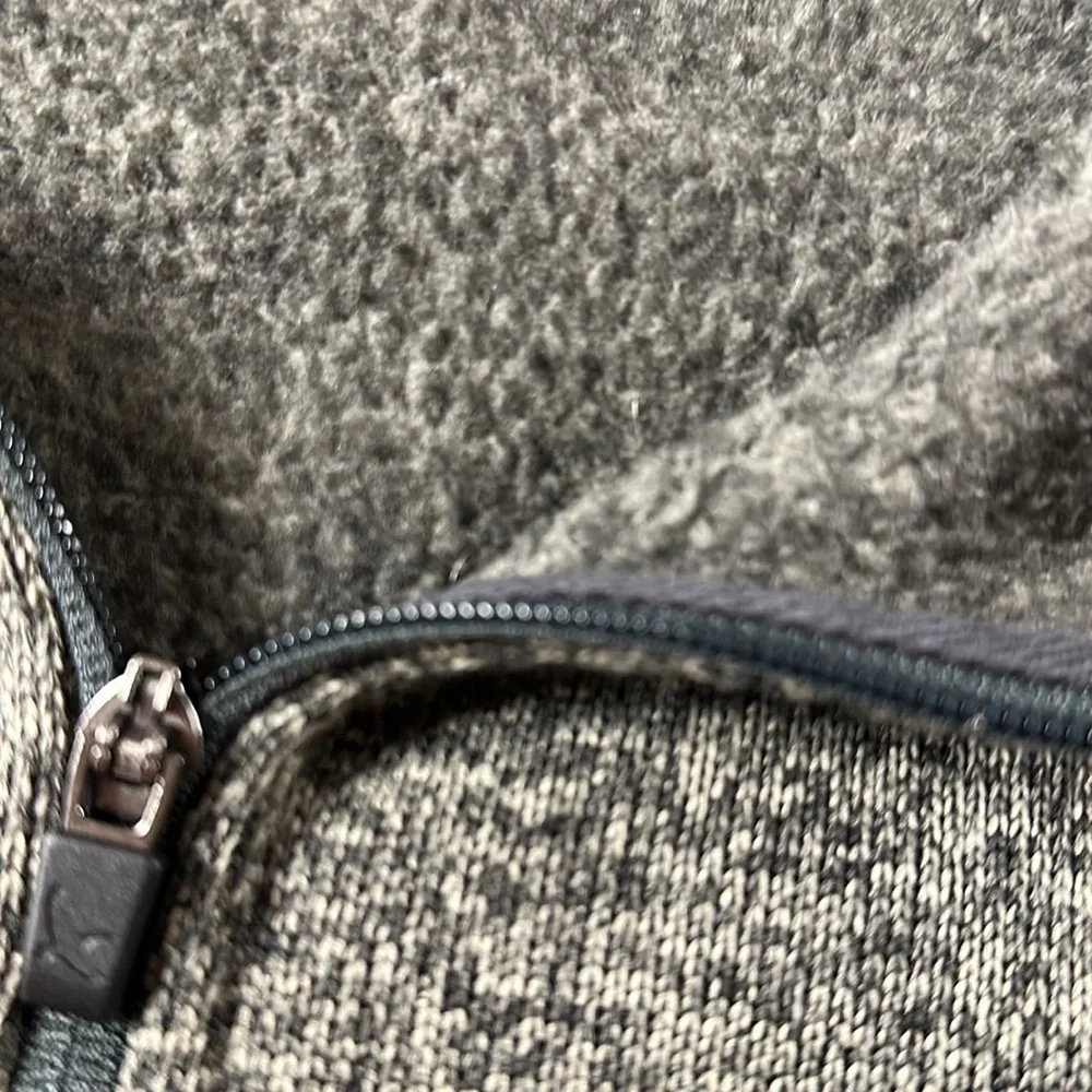 Eddie Bauer men's 1/4 zip gray/tan/black pullover sweater, inside fleece - TXL